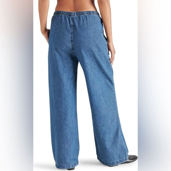 Steve Madden Wide Leg Lightweight Denim Pants Size XS Drawstring Waist NWT - Picture 3 of 10